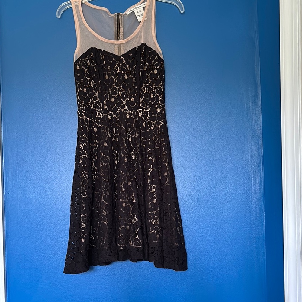 American Rag Black and Cream Lace Mini Dress size xxs